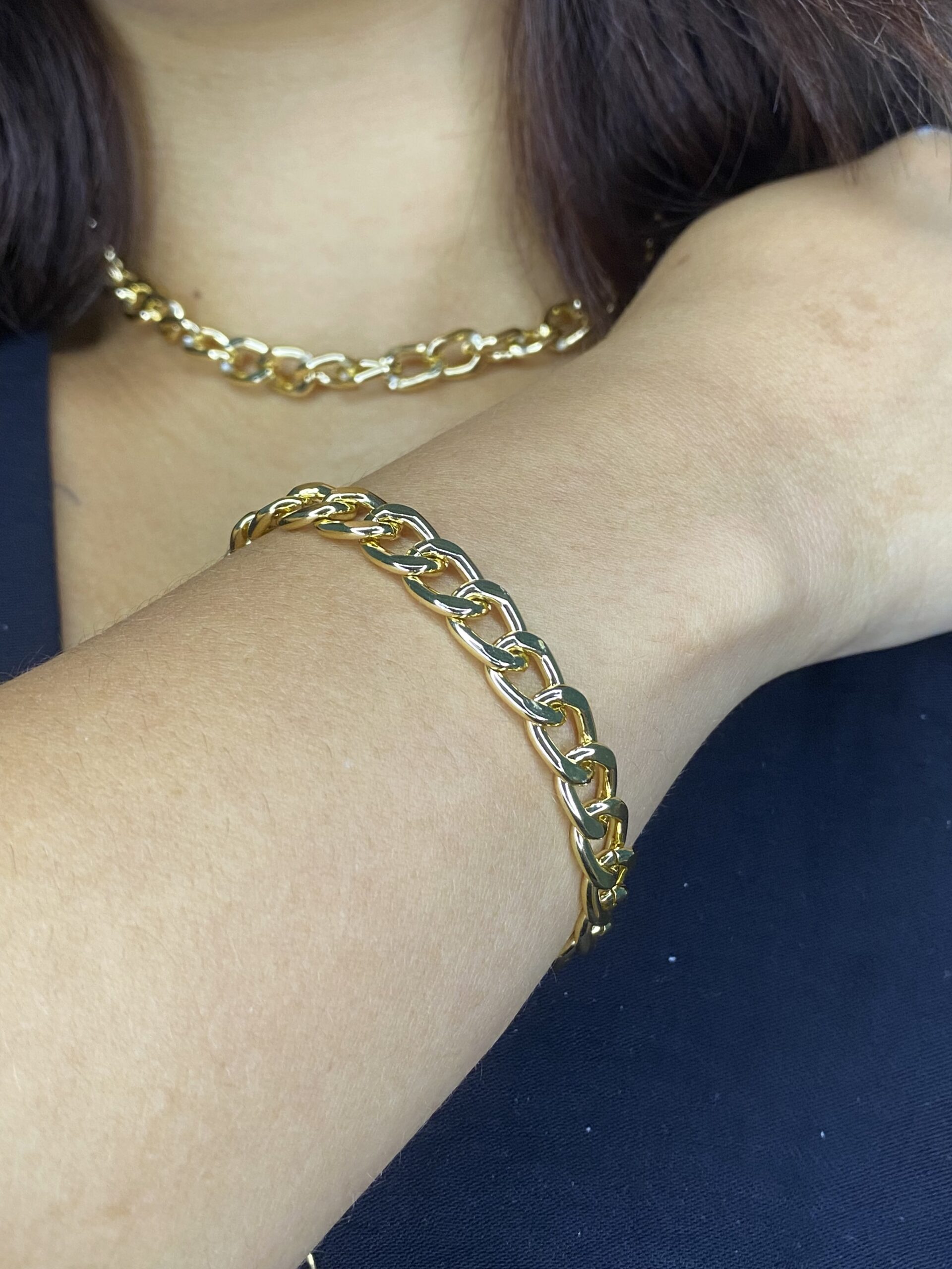 Conjunto Colar e Pulseira Elos Grumet